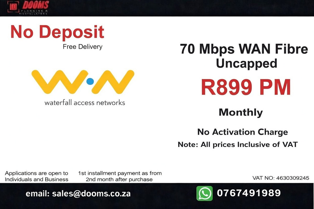 WAN Fibre Uncapped 70 Mbps