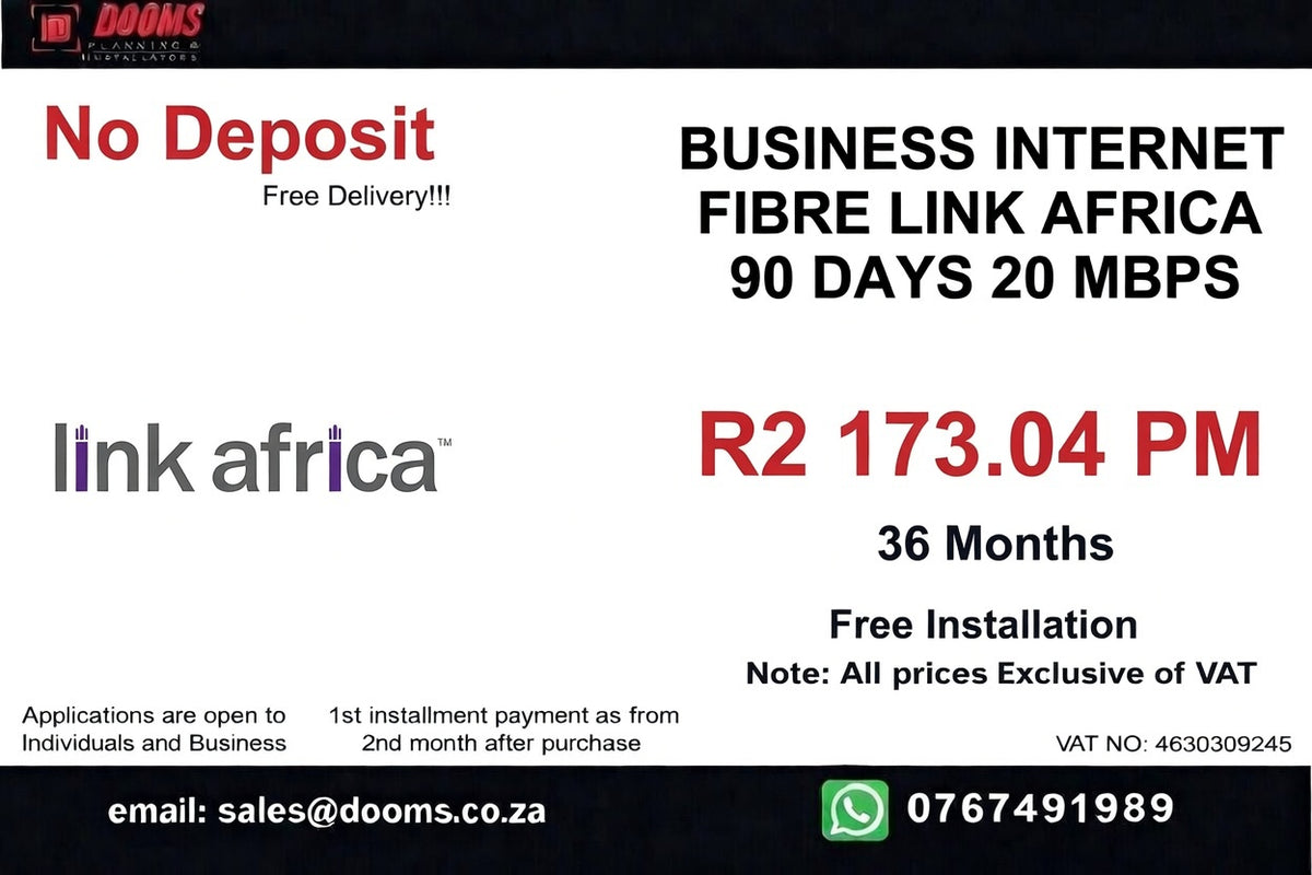 BUSINESS INTERNET FIBRE LINK AFRICA 90 DAYS 20 MBPS