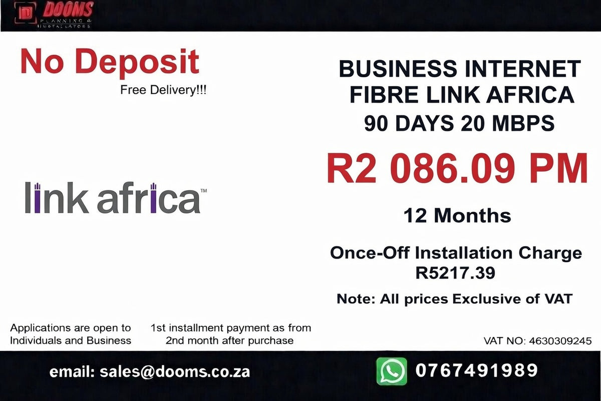 BUSINESS INTERNET FIBRE LINK AFRICA 90 DAYS 10 MBPS