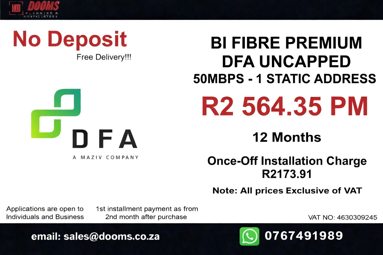 BUSINESS INTERNET FIBRE DFA 50 MBPS