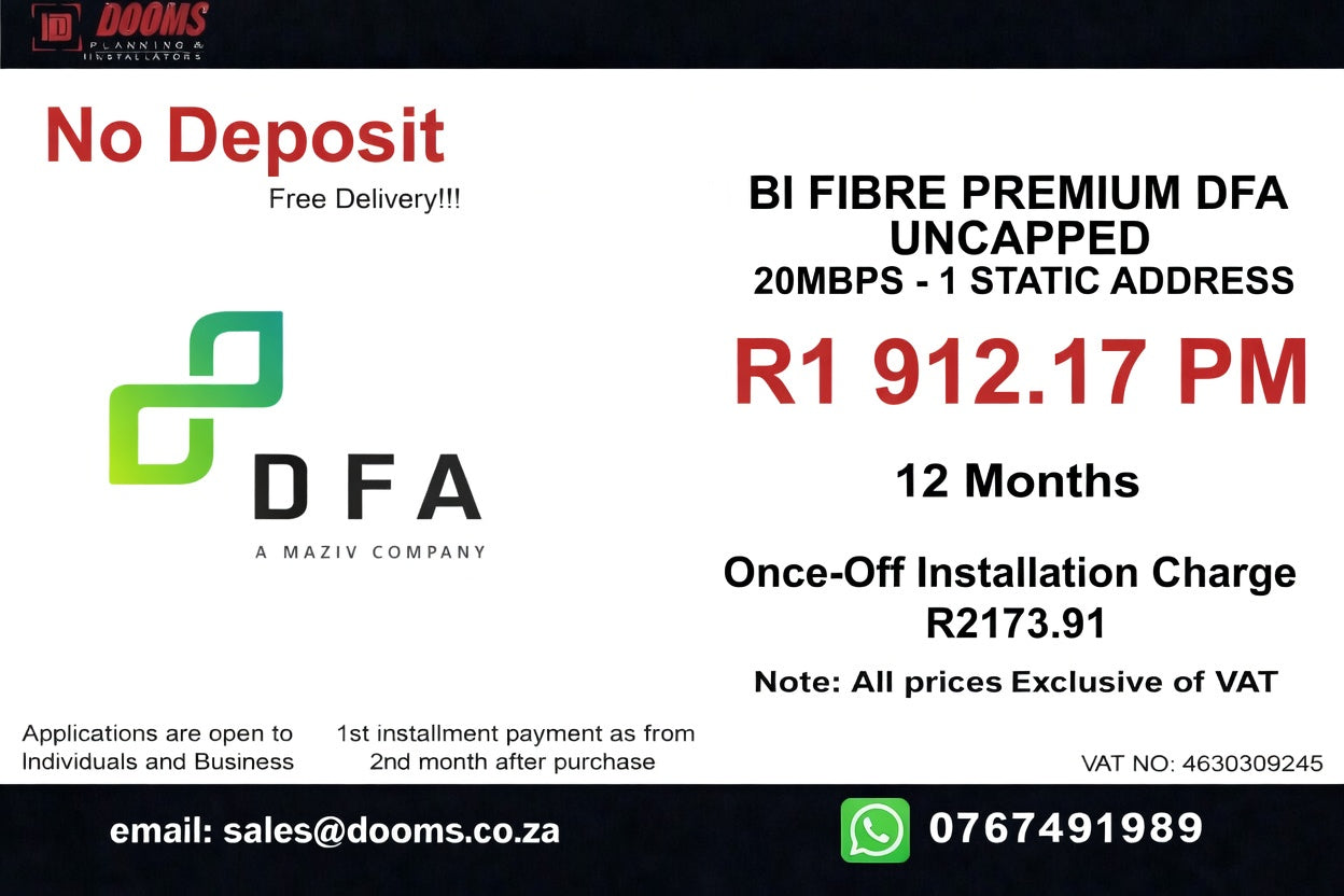 BUSINESS INTERNET FIBRE DFA 20 MBPS