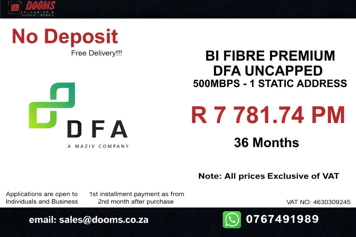 BUSINESS INTERNET FIBRE DFA 500MBPS - 500MBPS