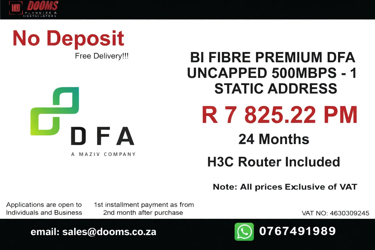 BUSINESS INTERNET FIBRE DFA 500MBPS - 500MBPS