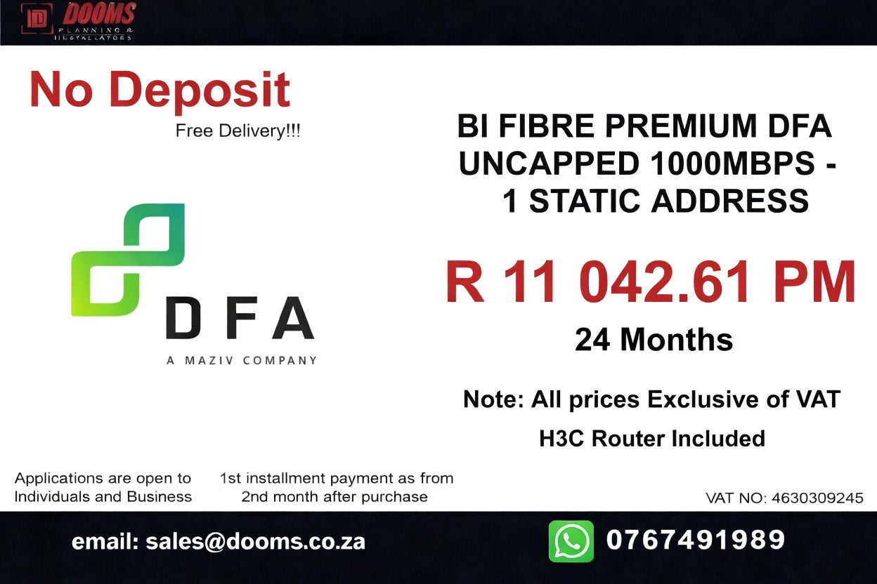 BUSINESS INTERNET FIBRE DFA 1000MBPS - 1000MBPS