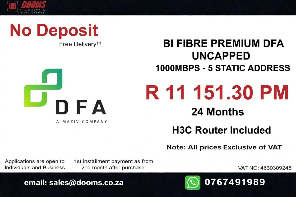 BUSINESS INTERNET FIBRE DFA 1000MBPS - 1000MBPS
