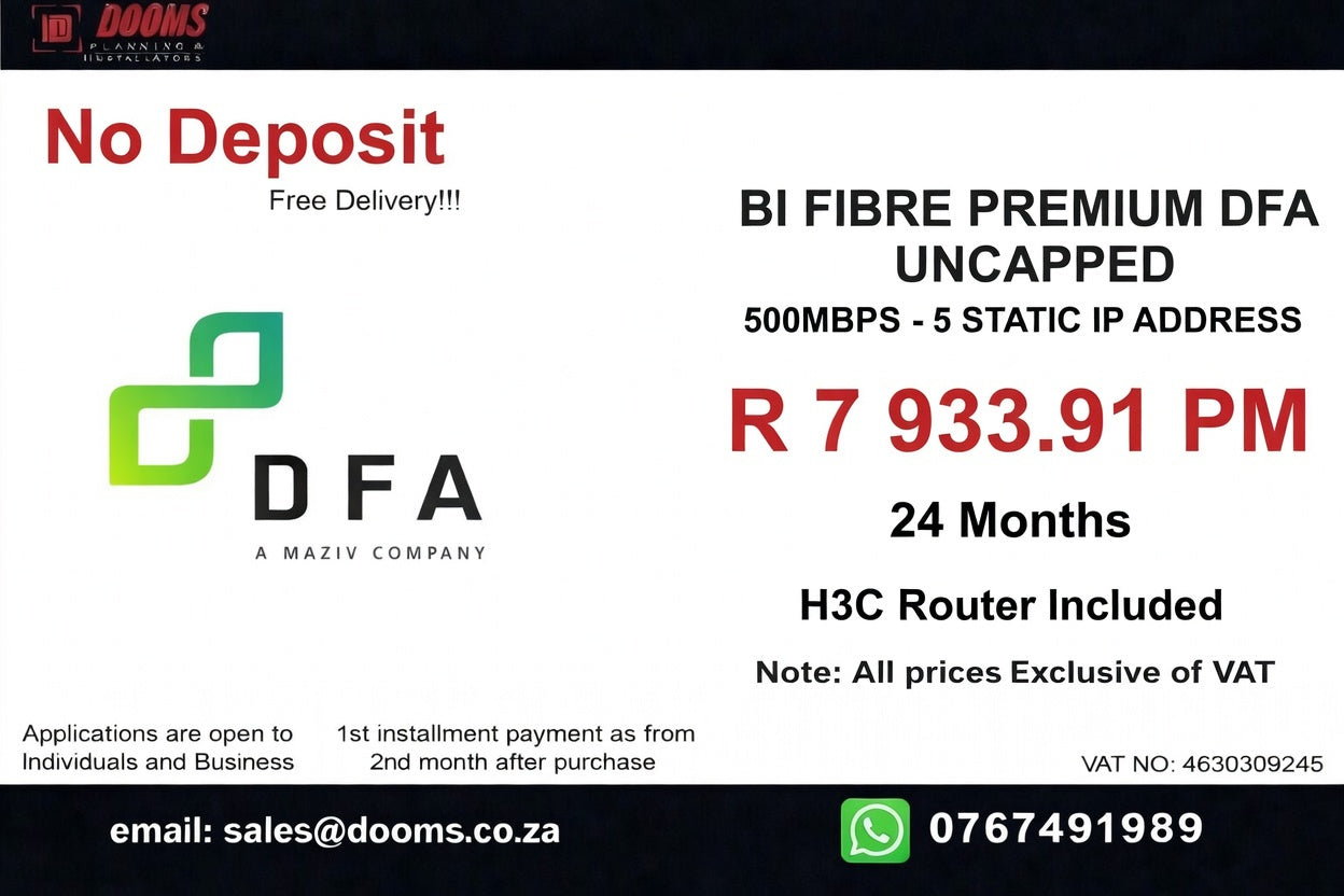 BUSINESS INTERNET FIBRE DFA 500MBPS - 500MBPS