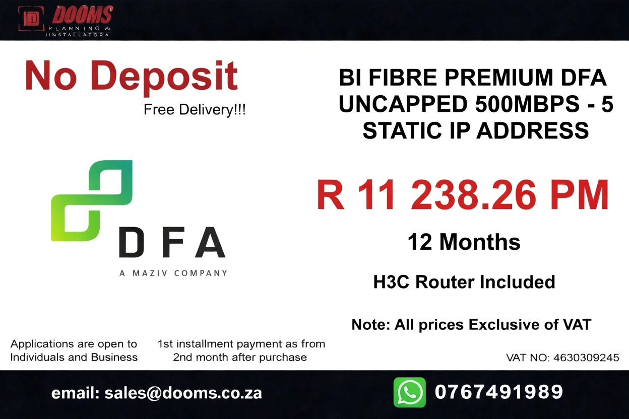 BUSINESS INTERNET FIBRE DFA 1000MBPS - 1000MBPS