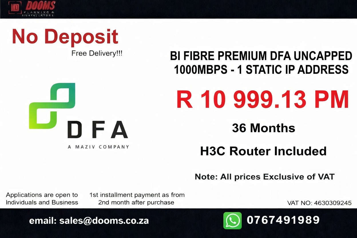 BUSINESS INTERNET FIBRE DFA 1000MBPS - 1000MBPS