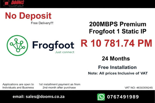BUSINESS INTERNET FIBRE FROGFOOT DEDICATED 200MBPS