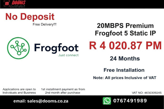 BUSINESS INTERNET FIBRE FROGFOOT DEDICATED 20MBPS