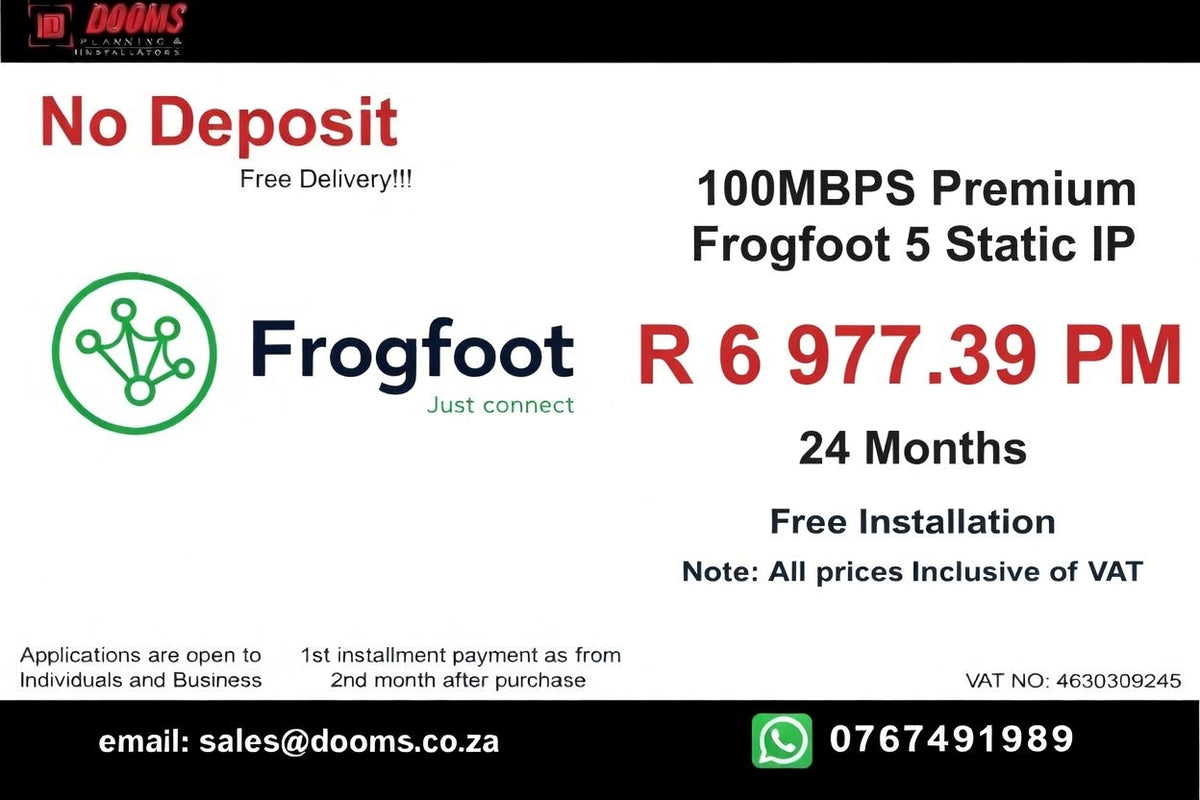 BUSINESS INTERNET FIBRE FROGFOOT DEDICATED 100MBPS