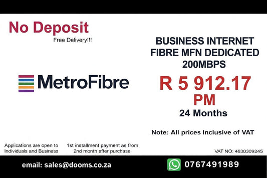 BUSINESS INTERNET FIBRE MFN DEDICATED 200MBPS