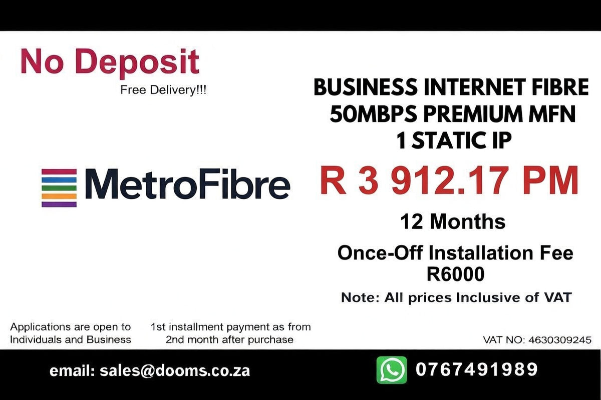 BUSINESS INTERNET FIBRE MFN DEDICATED 50MBPS