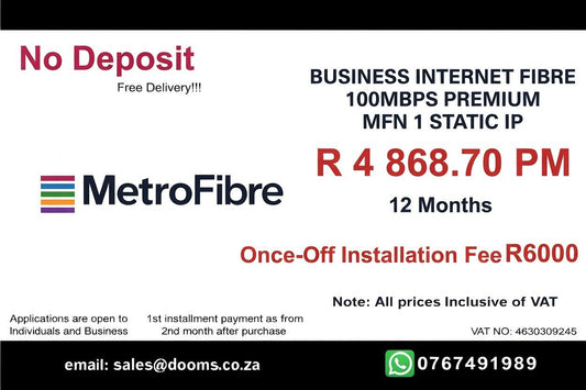 BUSINESS INTERNET FIBRE MFN DEDICATED 100MBPS