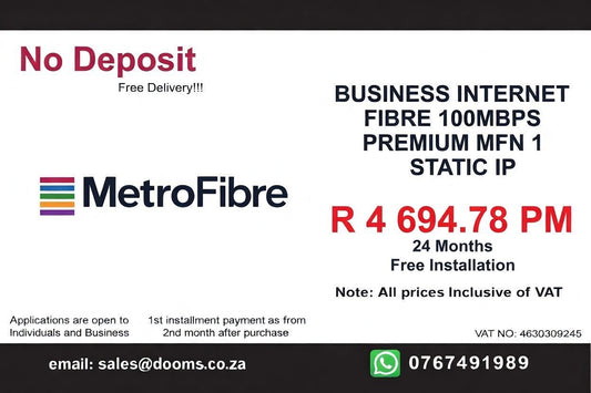 BUSINESS INTERNET FIBRE MFN DEDICATED 100MBPS