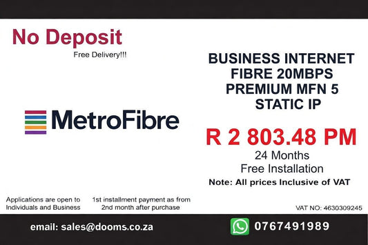 BUSINESS INTERNET FIBRE MFN DEDICATED 20MBPS
