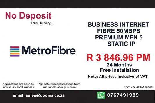 BUSINESS INTERNET FIBRE MFN DEDICATED 50MBPS