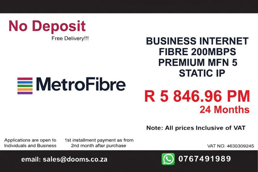 BUSINESS INTERNET FIBRE MFN DEDICATED 200MBPS