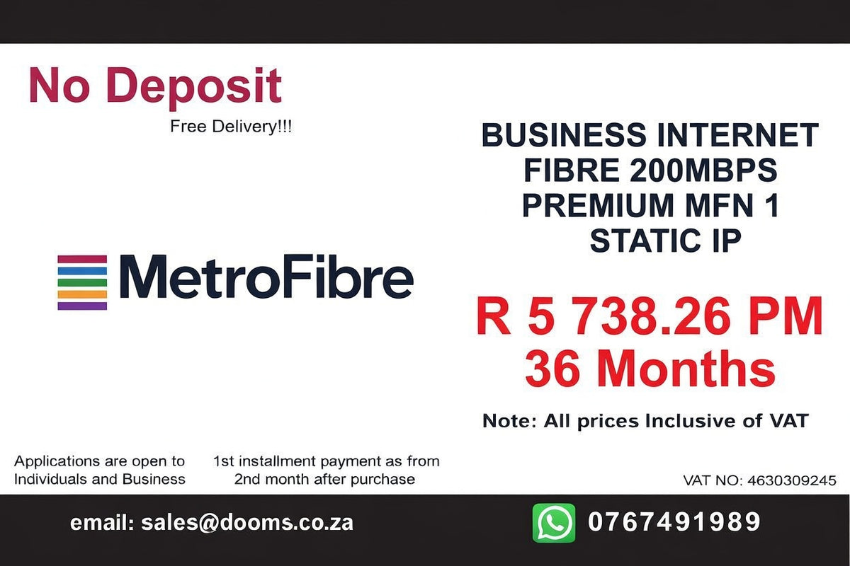 BUSINESS INTERNET FIBRE MFN DEDICATED 200MBPS