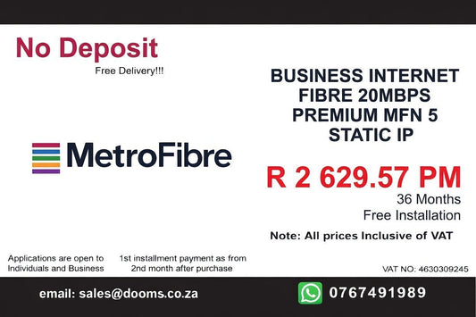 BUSINESS INTERNET FIBRE MFN DEDICATED 20MBPS