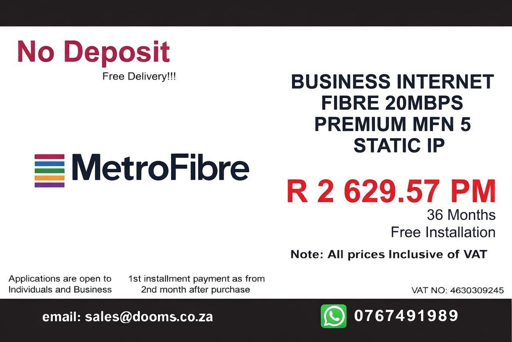 BUSINESS INTERNET FIBRE MFN DEDICATED 20MBPS