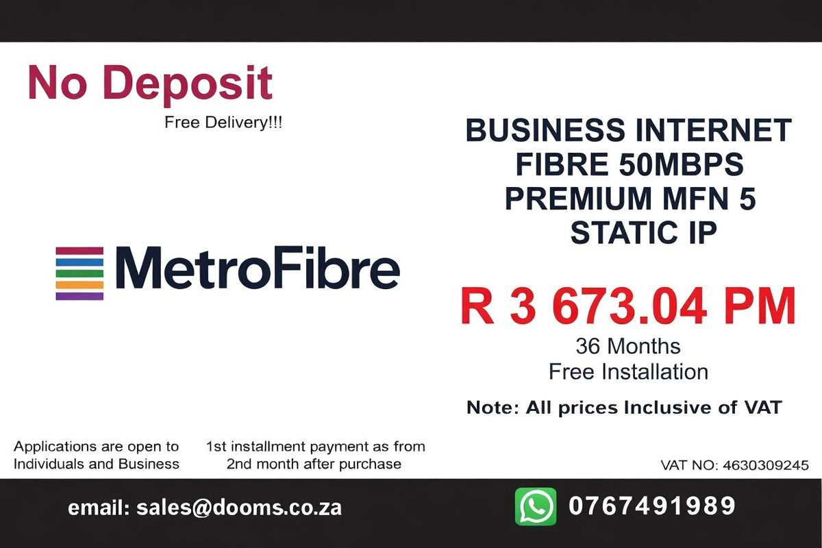 BUSINESS INTERNET FIBRE MFN DEDICATED 50MBPS