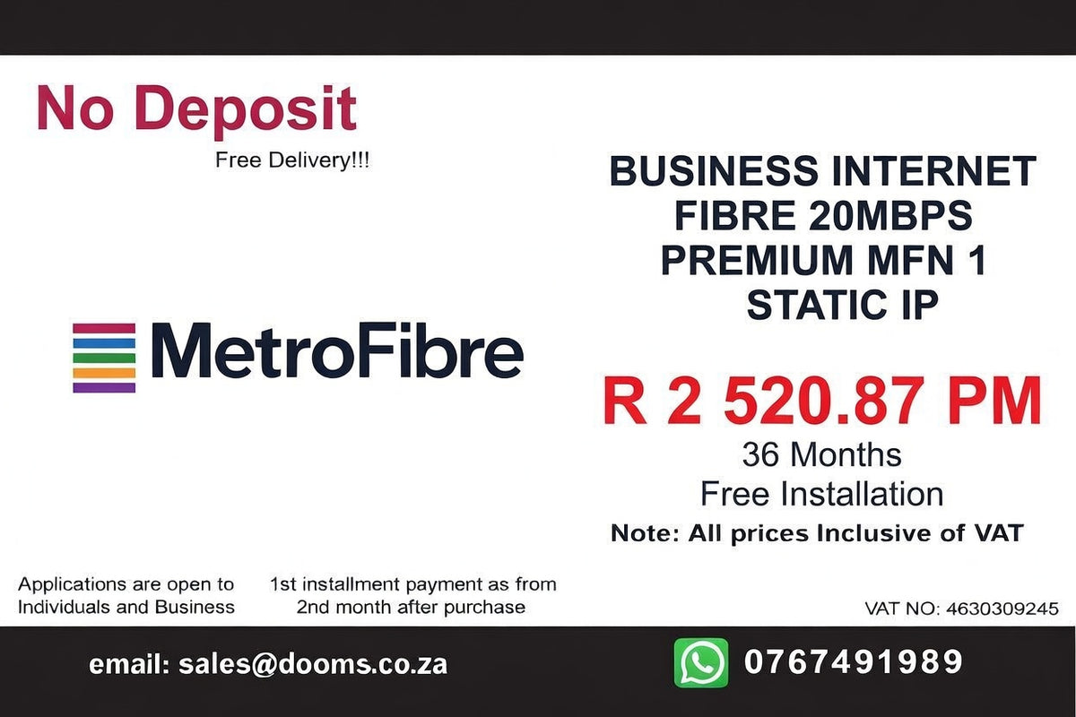 BUSINESS INTERNET FIBRE MFN DEDICATED 20MBPS