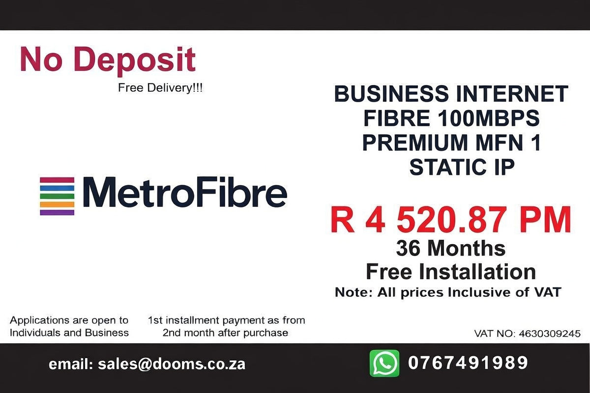 BUSINESS INTERNET FIBRE MFN DEDICATED 100MBPS