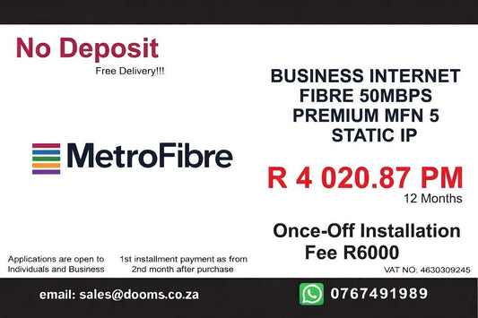 BUSINESS INTERNET FIBRE MFN DEDICATED 50MBPS