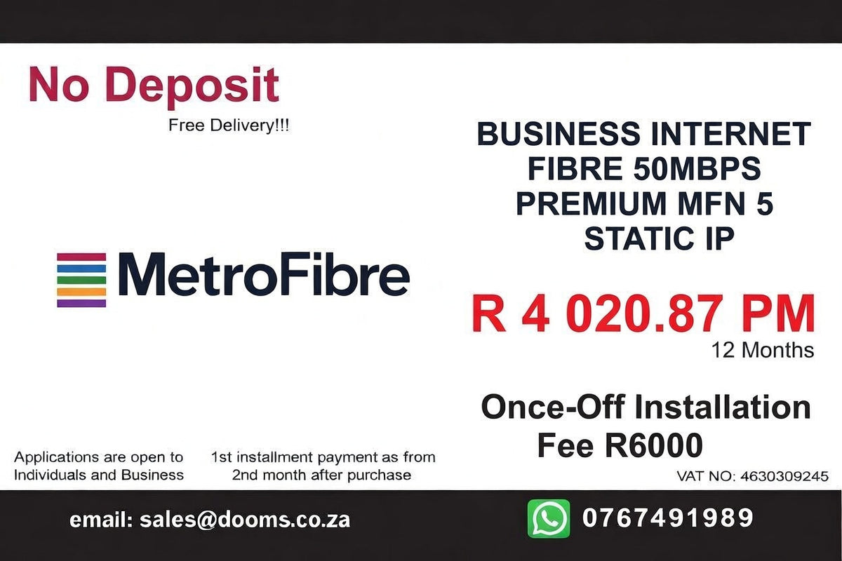BUSINESS INTERNET FIBRE MFN DEDICATED 50MBPS