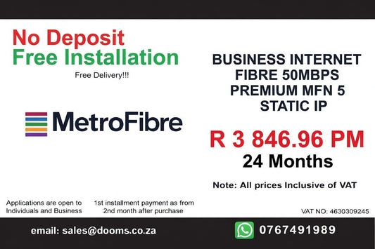 BUSINESS INTERNET FIBRE MFN DEDICATED 50MBPS