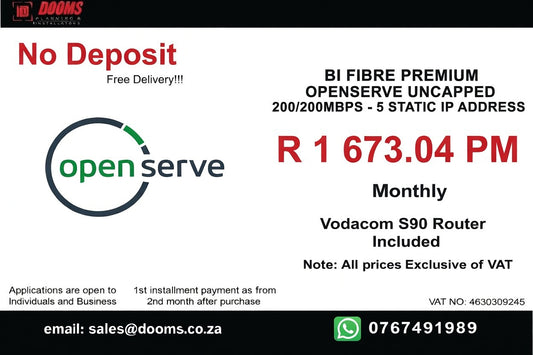 BUSINESS INTERNET FIBRE OPENSERVE 200 - 200MBPS
