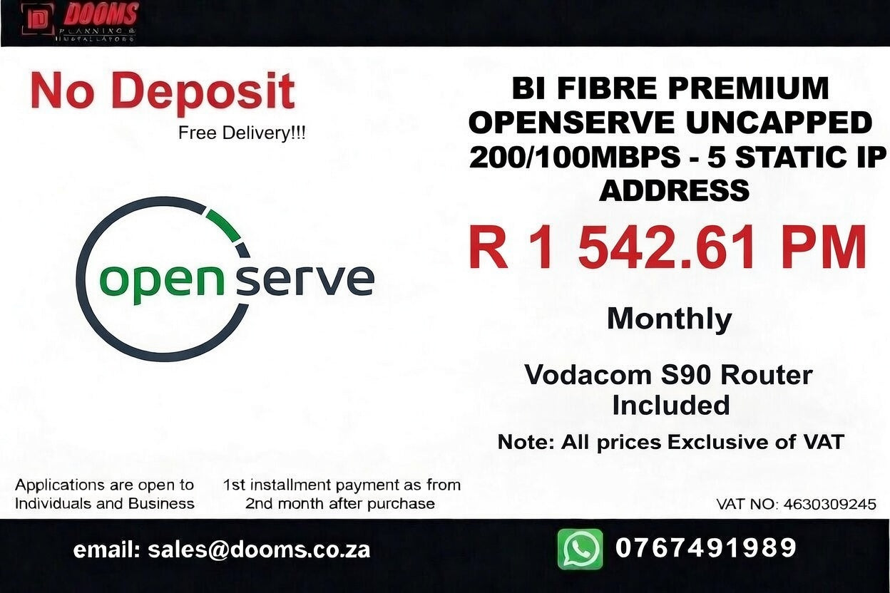 BUSINESS INTERNET FIBRE OPENSERVE 200 - 100MBPS
