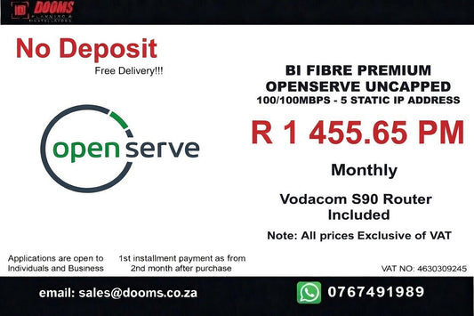 BUSINESS INTERNET FIBRE OPENSERVE 100 - 100MBPS