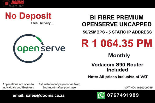 BUSINESS INTERNET FIBRE OPENSERVE 50 - 25MBPS
