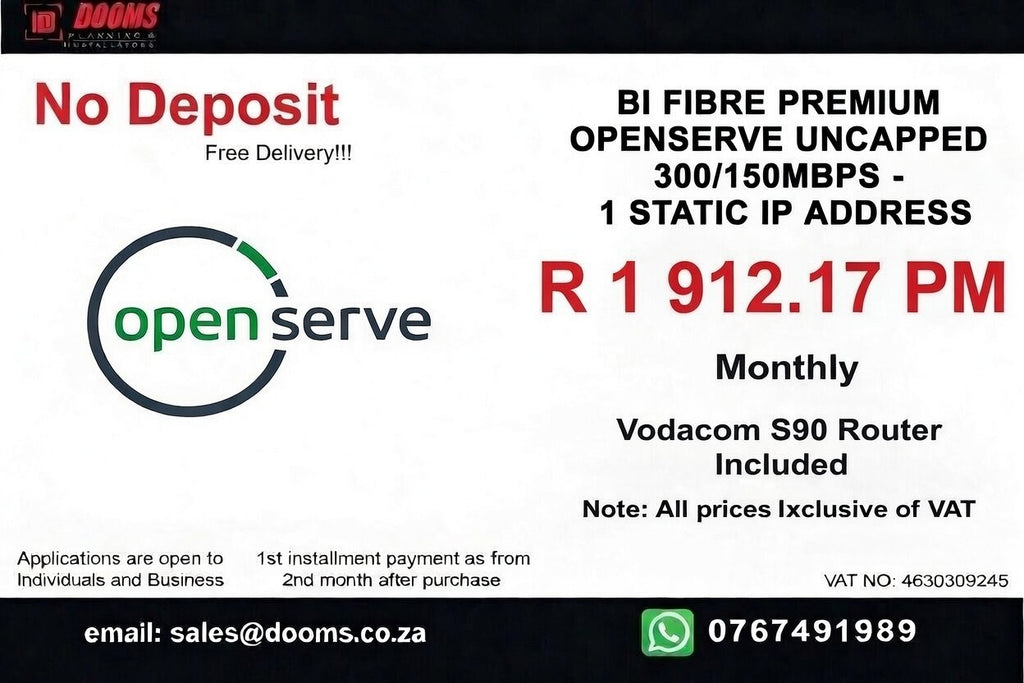 BUSINESS INTERNET FIBRE OPENSERVE 300 - 150MBPS