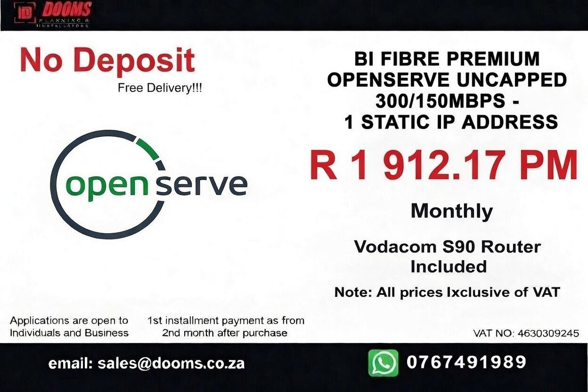 BUSINESS INTERNET FIBRE OPENSERVE 300 - 150MBPS