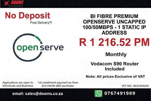 BUSINESS INTERNET FIBRE OPENSERVE 100 - 50MBPS