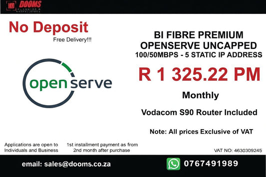BUSINESS INTERNET FIBRE OPENSERVE 100 - 50MBPS