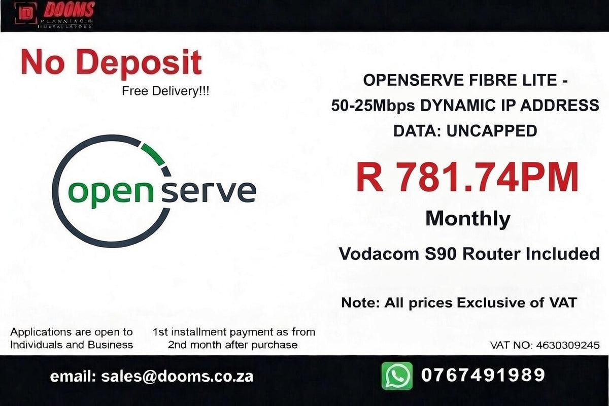 BUSINESS INTERNET FIBRE OPENSERVE LITE 50MBPS - 25MBPS