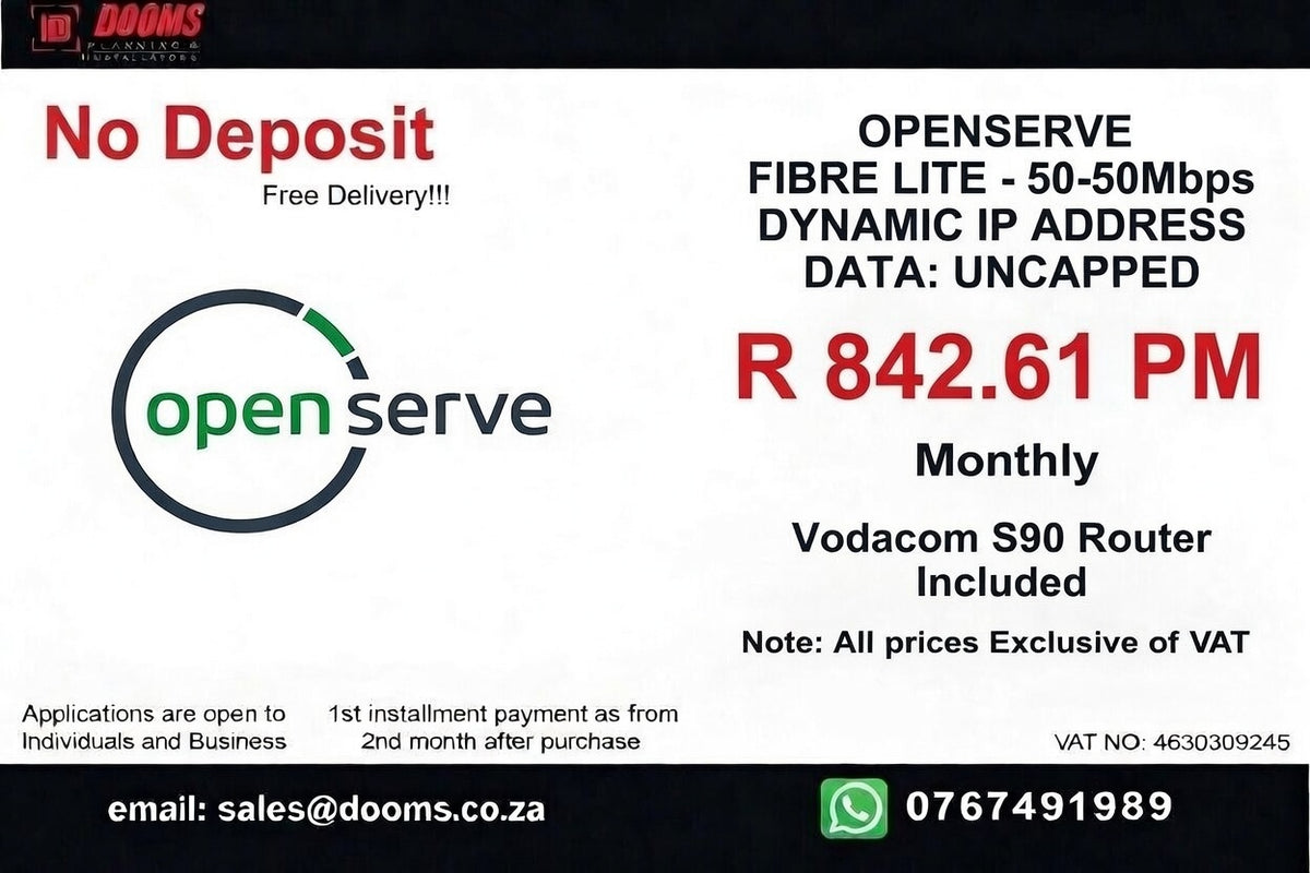 BUSINESS INTERNET FIBRE OPENSERVE LITE 50MBPS - 50MBPS