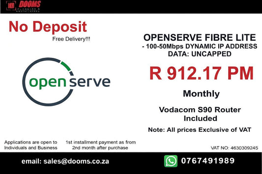 BUSINESS INTERNET FIBRE OPENSERVE LITE 100MBPS - 50MBPS