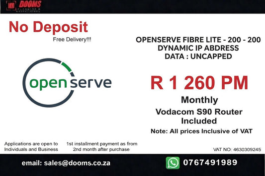 BUSINESS INTERNET FIBRE OPENSERVE LITE 200MBPS - 200MBPS