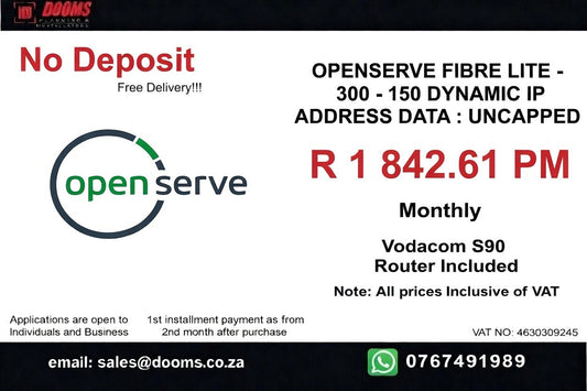 BUSINESS INTERNET FIBRE OPENSERVE LITE 300MBPS - 150MBPS