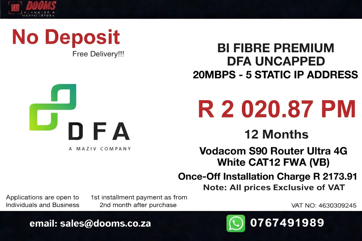 BUSINESS INTERNET FIBRE DFA 20 MBPS