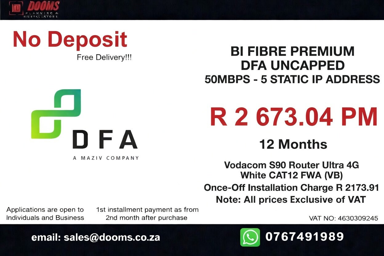 BUSINESS INTERNET FIBRE DFA 50 MBPS