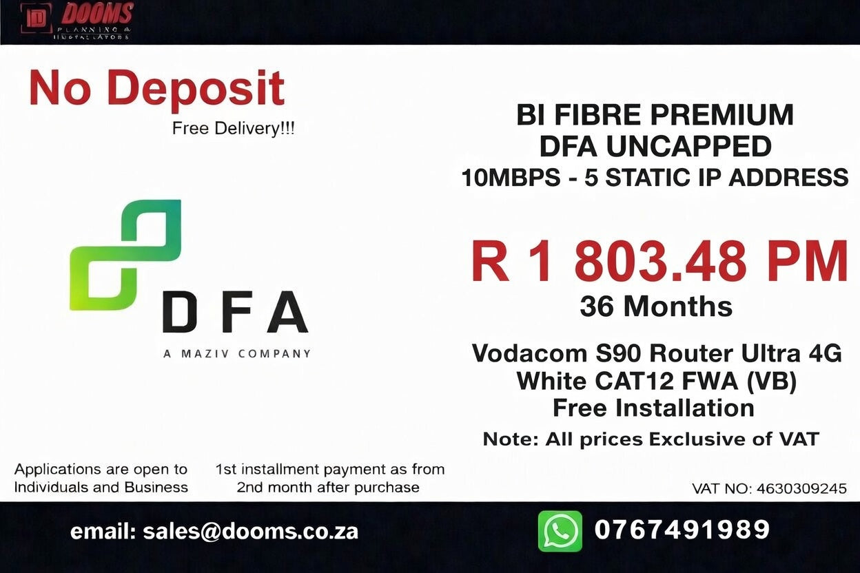 BUSINESS INTERNET FIBRE DFA 10 MBPS