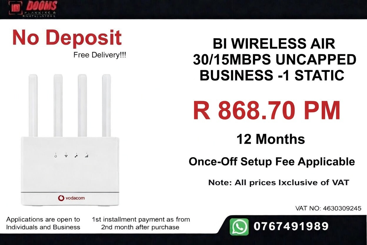 BUSINESS INTERNET FIBRE BCW AIR 30MBPS