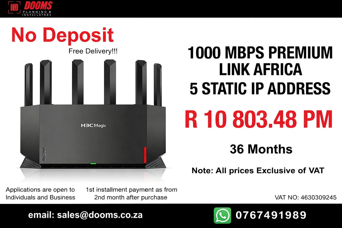 BUSINESS INTERNET FIBRE LINK AFRICA 90 DAYS 1000MBPS - 1000MBPS