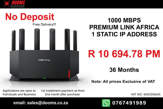 BUSINESS INTERNET FIBRE LINK AFRICA 90 DAYS 1000MBPS - 1000MBPS